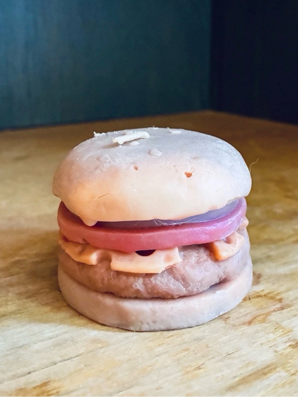 Handmade Mini Cheeseburger Hamburger Candle, Unscented